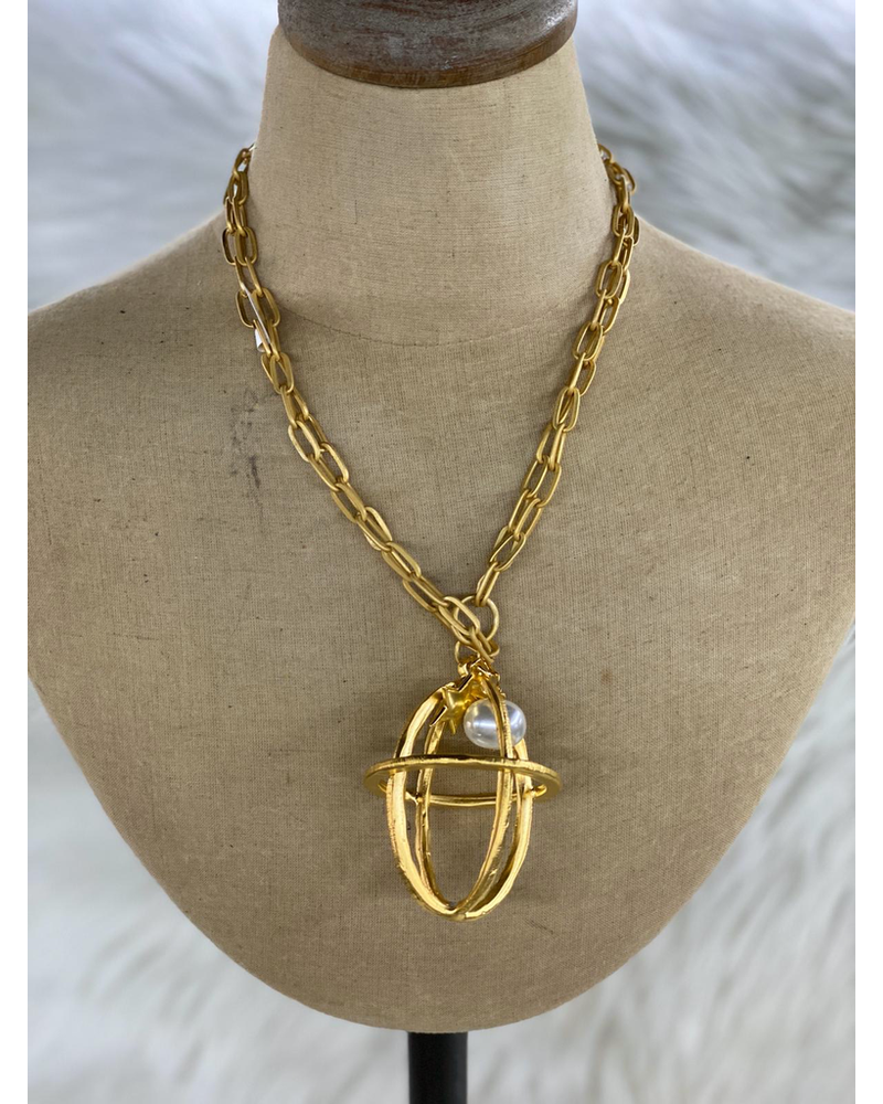 Cage Long Necklace