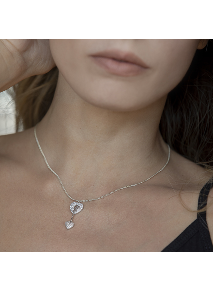 DRILLED HEART ZIRCON NECKLACE