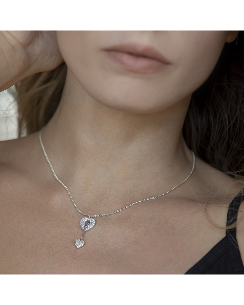 DRILLED HEART ZIRCON NECKLACE