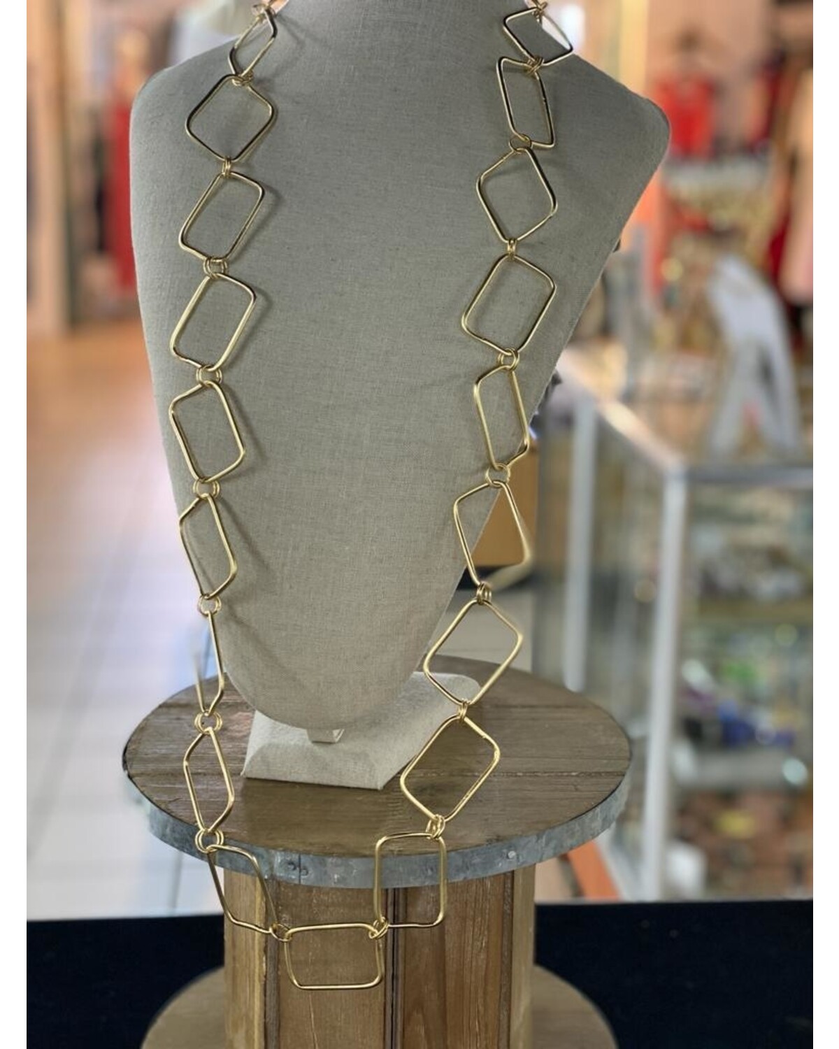 square Gold long necklace
