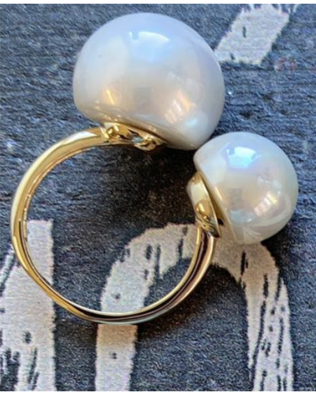 Double Pearl 18K Gold Plated Ring