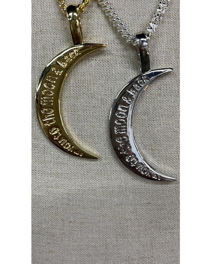 love you to the moon & back, silver or gold plated 18"