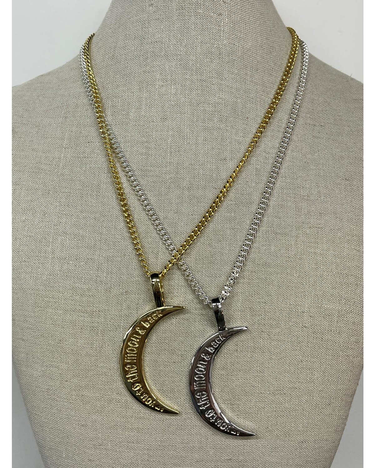 love you to the moon & back, silver or gold plated 18"