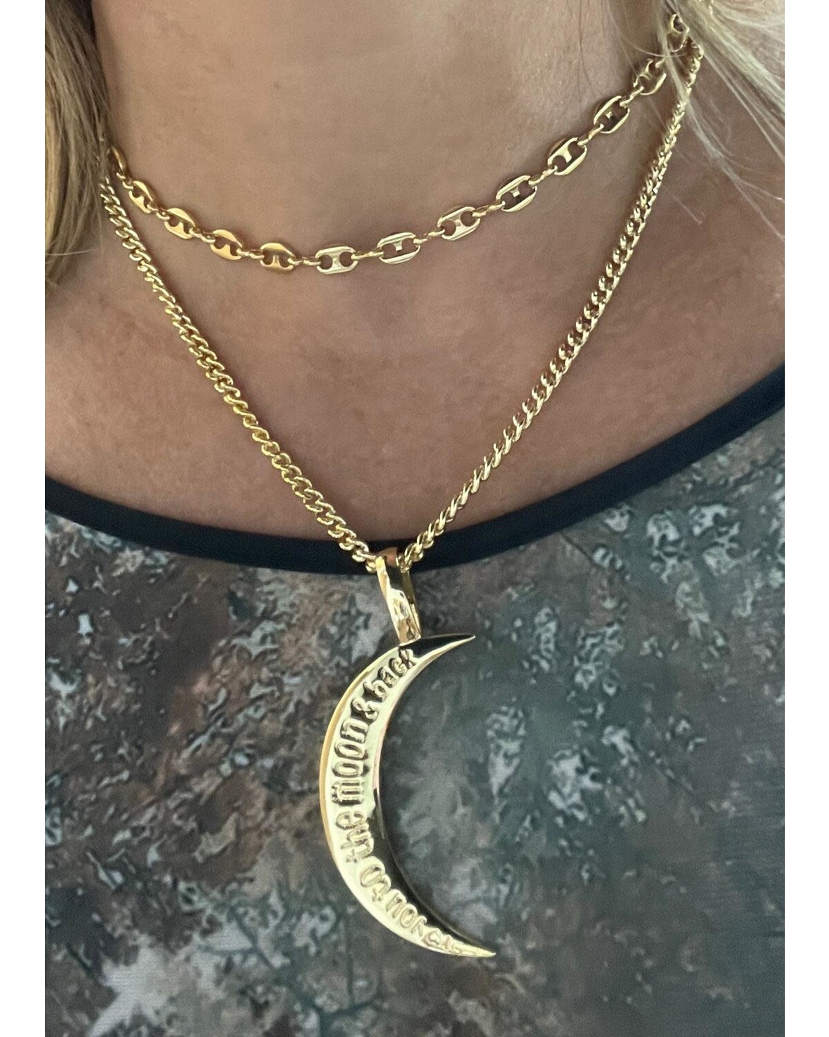 love you to the moon & back, silver or gold plated 18"