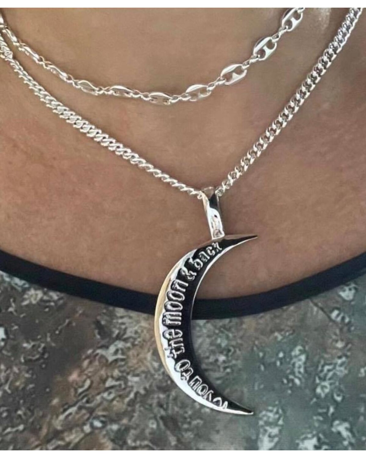 love you to the moon & back, silver or gold plated 18"