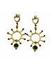 Gold Plated Green and Red Earrings