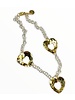 4 Soles Silver Chain with Gold Plated Hearts