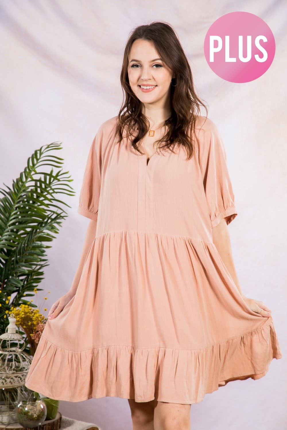 PLUS SIZE Tiered ruffle babydoll mini 