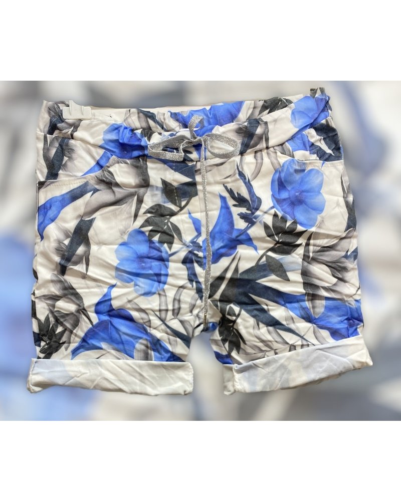 Blue Leaf Mid Thigh Joggers One Size