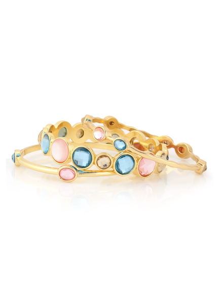 GOLD PINK MULTI COLOR CRYSTAL BANGLE