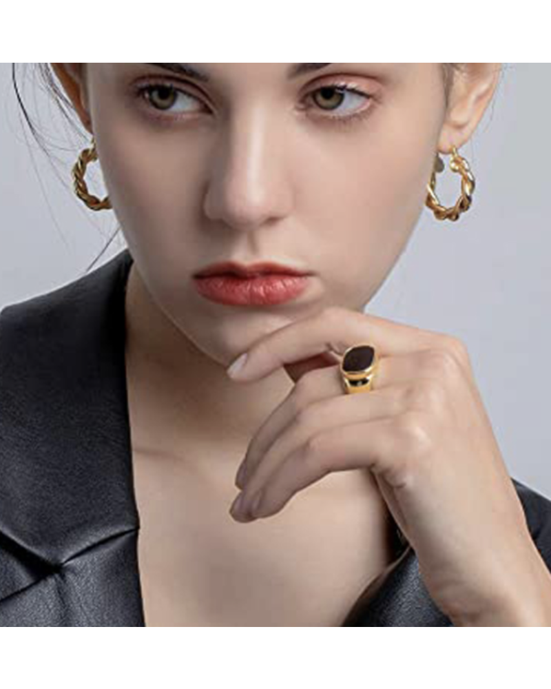 1" High Quality Elegant Gold Plated Chunky Hoop Earrings