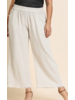 Wide leg pant with elastic waist, pockets and frayed hem