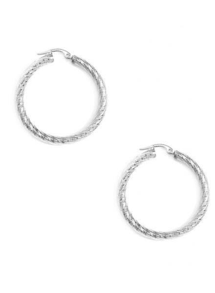 Small Swirled And Frosted Chunky Hoop Earring