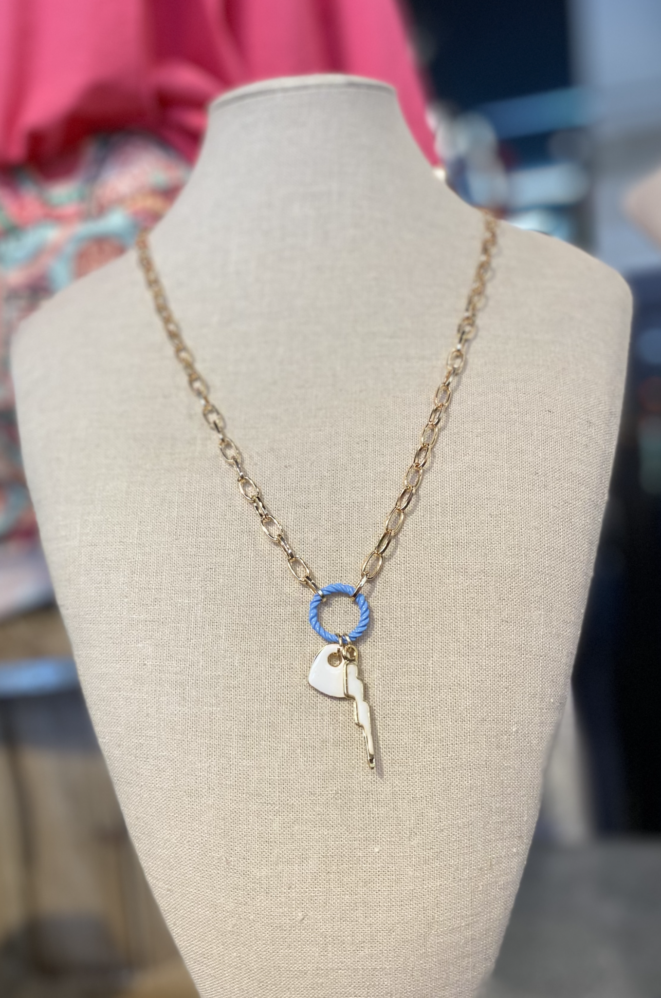 White Charms Gold Plated Necklace - B 