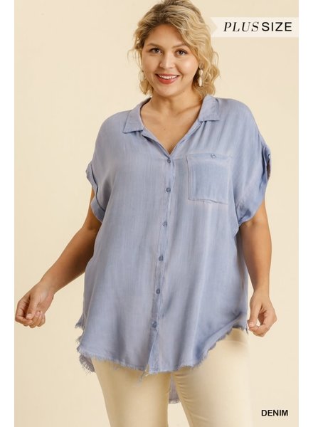 Washed Button Up Denim Top