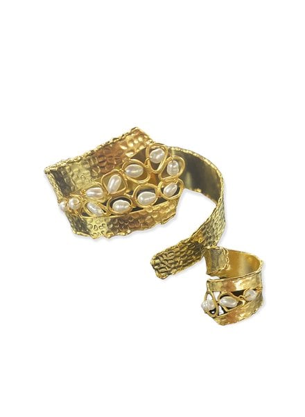 Cuff and Ring Set with Pearls