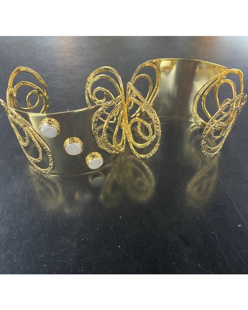 Gold Plated Cuff with Pearls