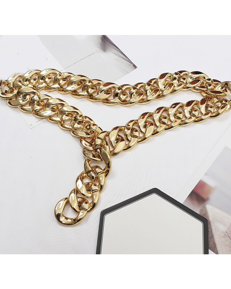 Gold Color Metal Chain Long Wide