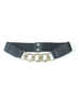 Pu Leather Back Elastic Thick Metal Belt silver