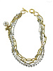 Mi. Chain big pearl & star necklace 18”
