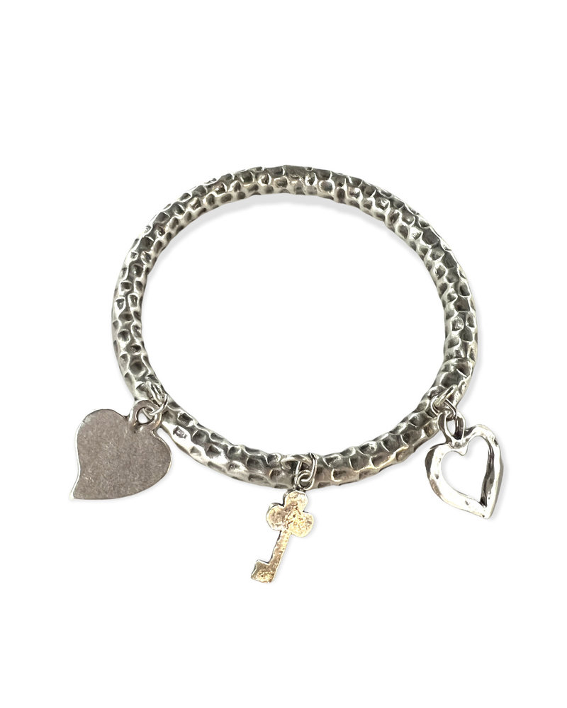 Charm silver bangle