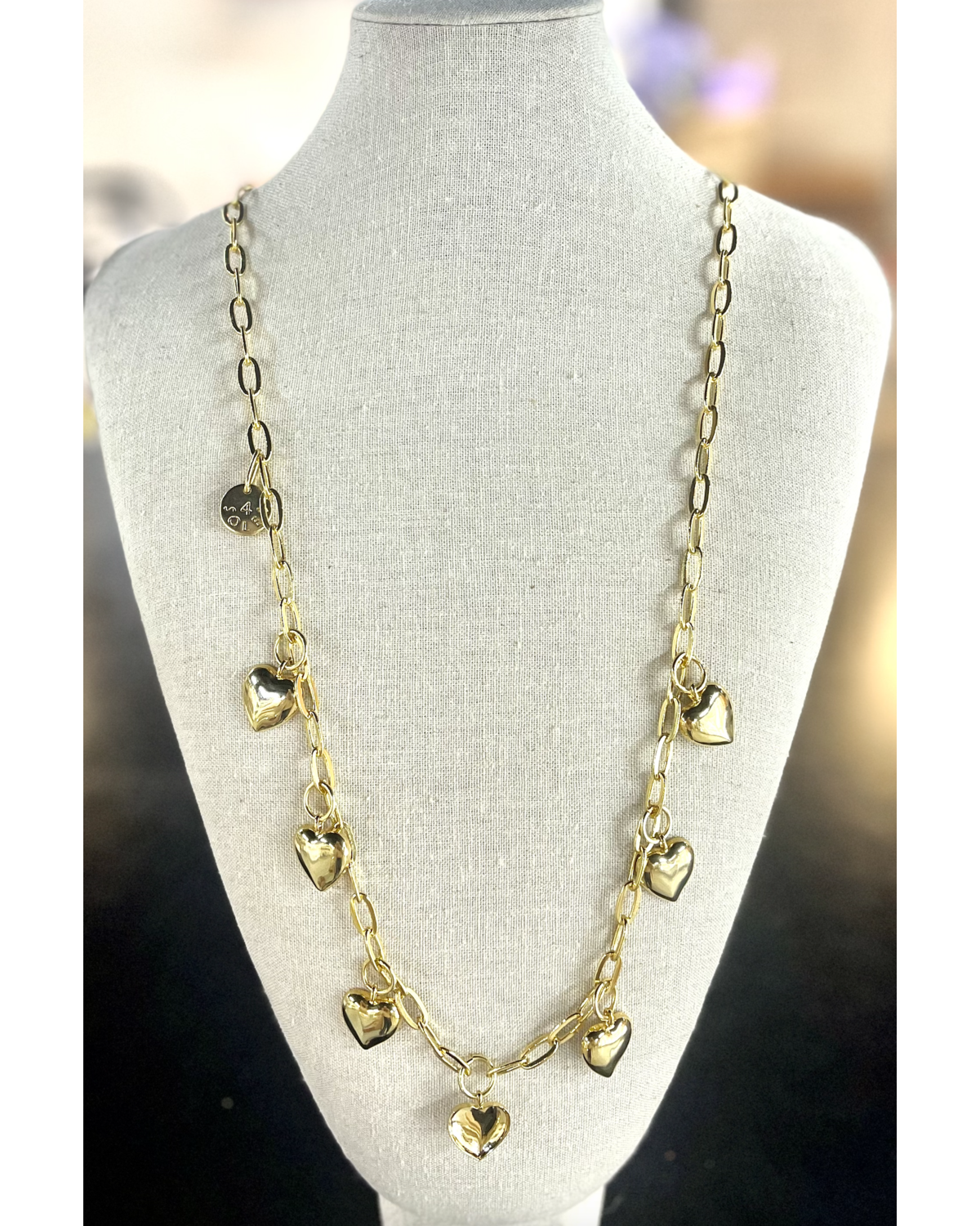 Gold Multi Hearts Necklace 4 soles