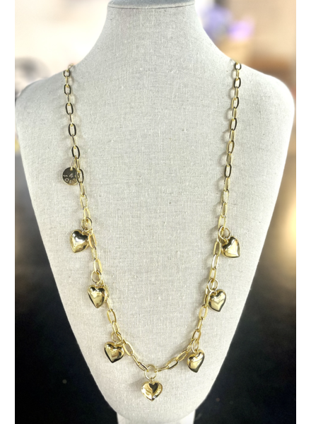 Gold Multi Hearts Necklace 4 soles