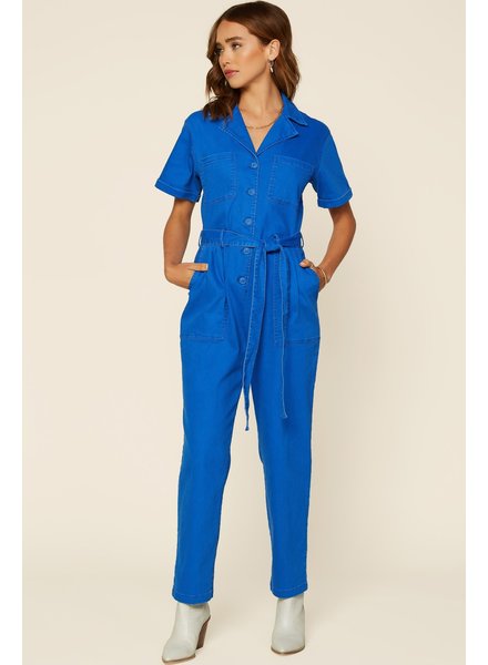 Kendall Washed Utility Jumpsuit With Tie