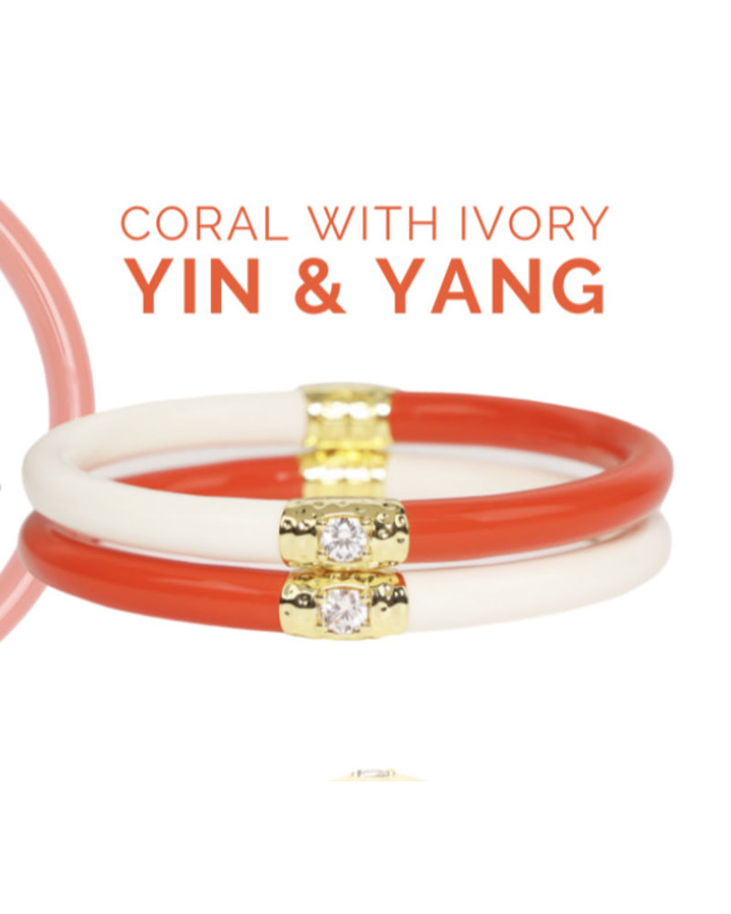 Yin Yang coral & ivory bangles