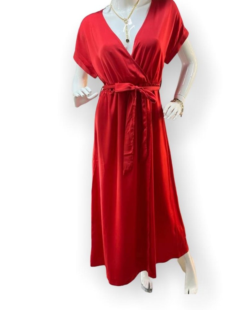 Red Satin Maxi Dress