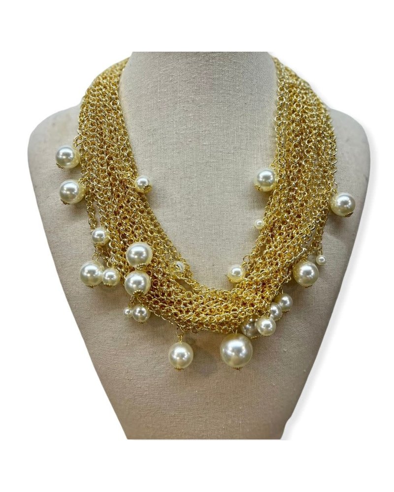 Gold Plated Necklace with Pearls