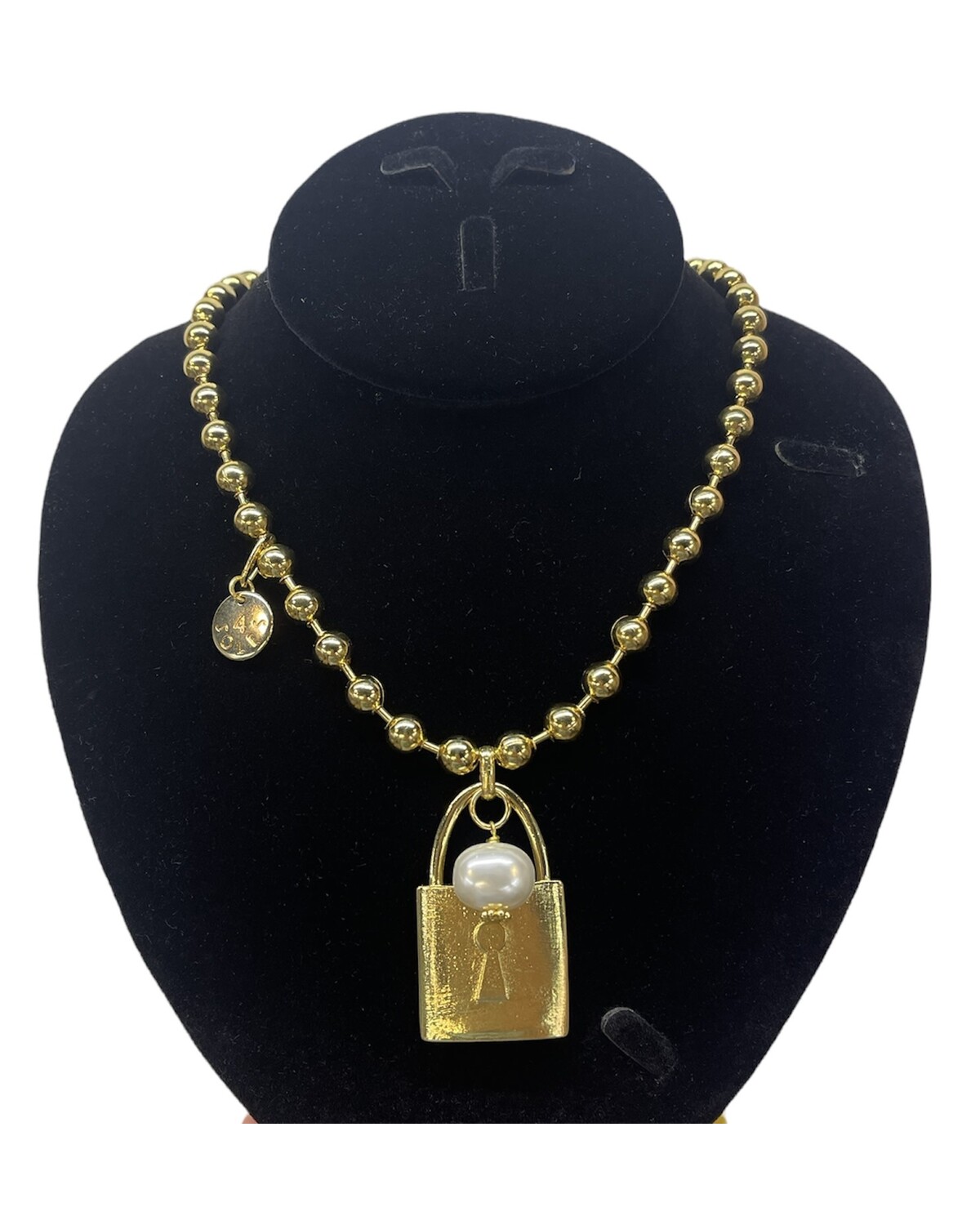 4 Soles Gold Necklace 10m Lock with Pearl