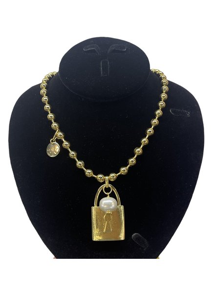 4 Soles Gold Necklace 10m Lock with Pearl