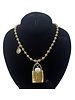 4 Soles Gold Necklace 10m Lock with Pearl