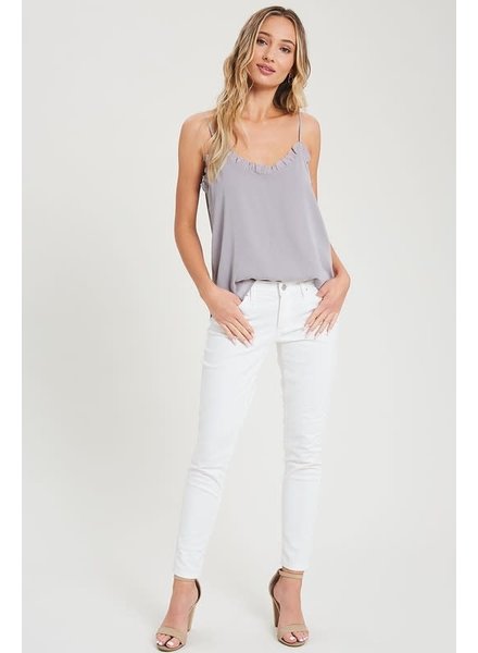 LETTUCE TRIM CAMI TANK TOP Grey