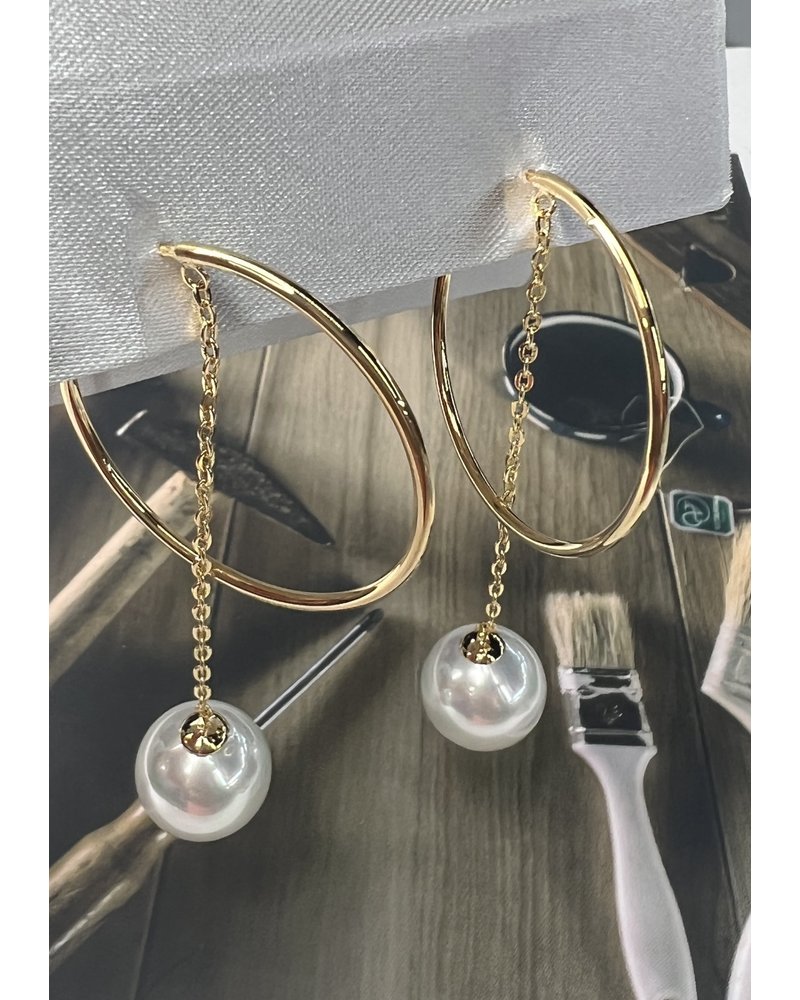 Circle pearl earrings