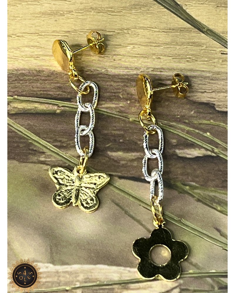 Flower/butterfly  earrings 2”