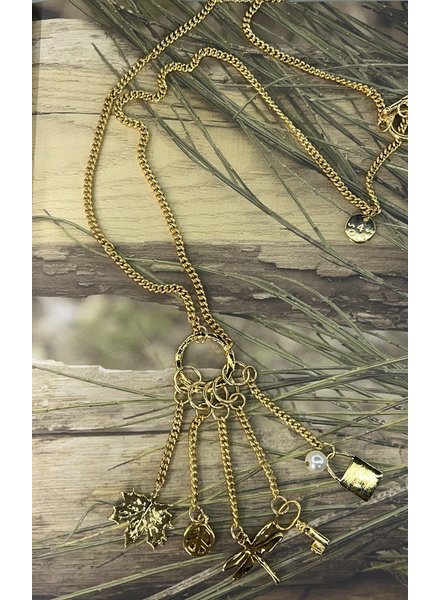 Multi charms 4 soles long  necklace