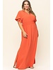 Solid Woven Wrap Maxi Dress orange coral