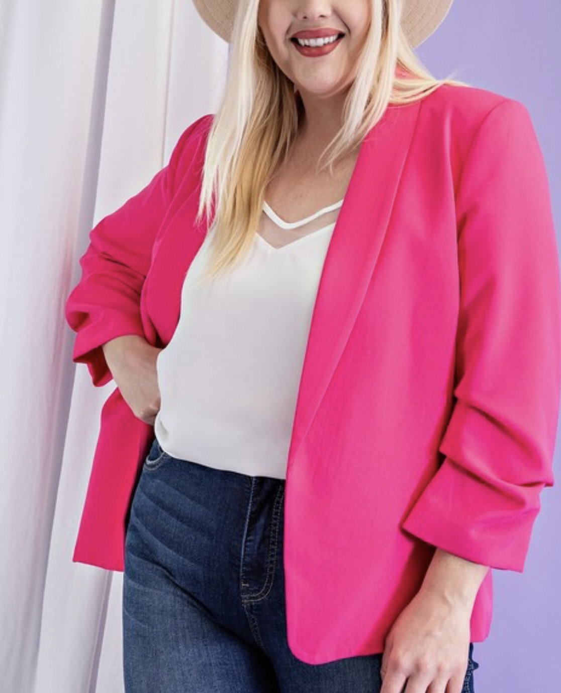 Fitted Hot pink Blazer - B'LA Btq 