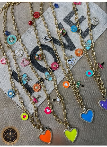 Long Necklace Enamel Charms