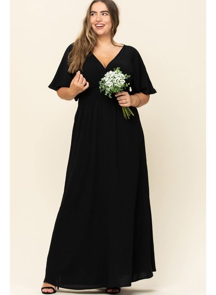black Solid Woven Maxi Dress