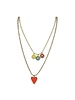 Flowers and heart enamel 4 soles necklace