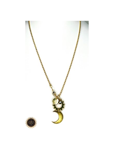 Moon & Star necklace 4 soles  22”