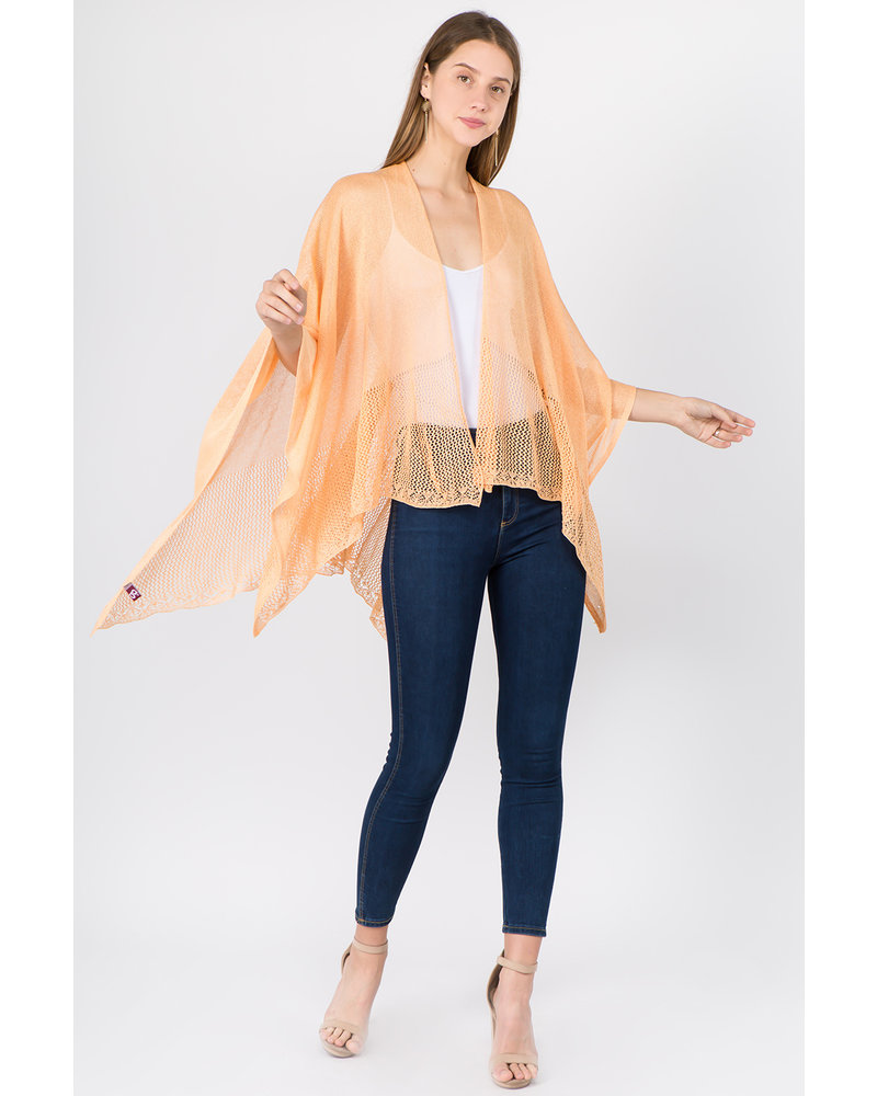 Wave Trim Net Sheer Ruana Duster