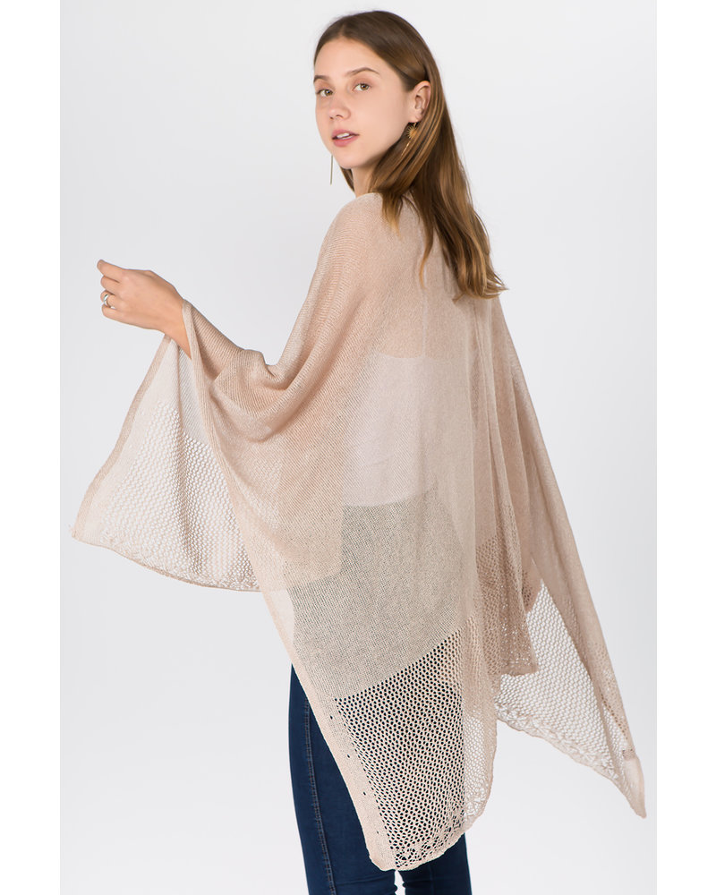 Wave Trim Net Sheer Ruana Duster