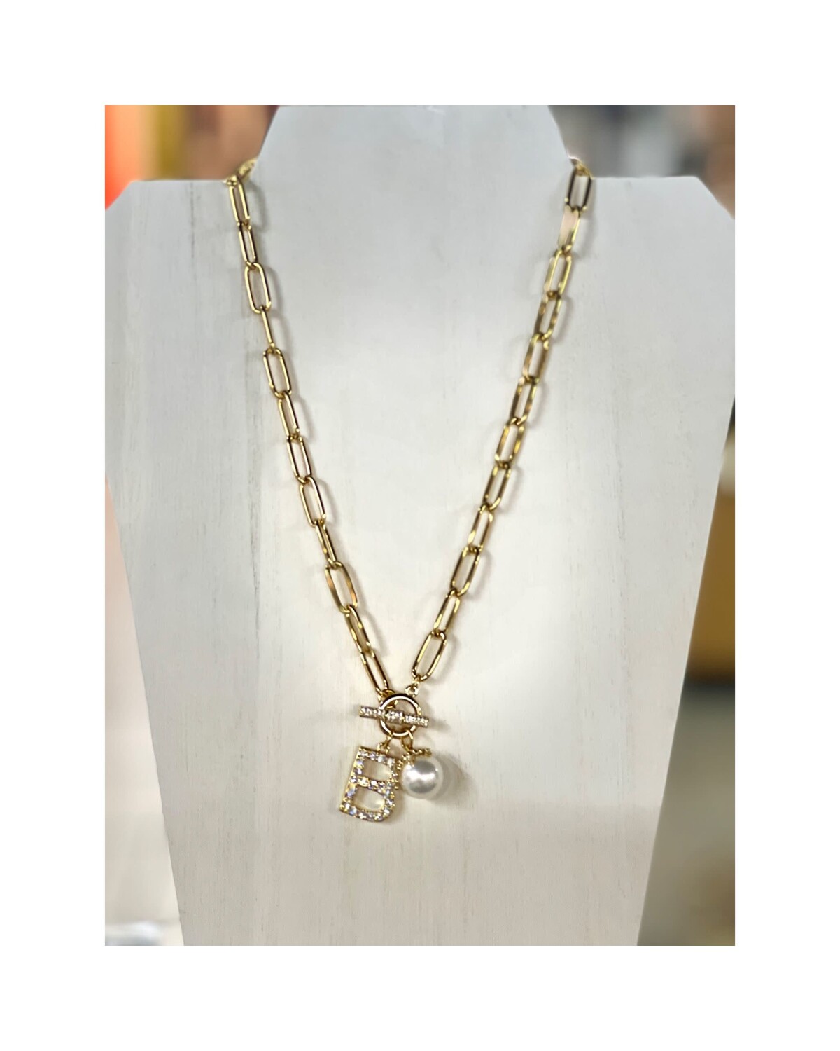 Collar Letras Pave Gold Plated