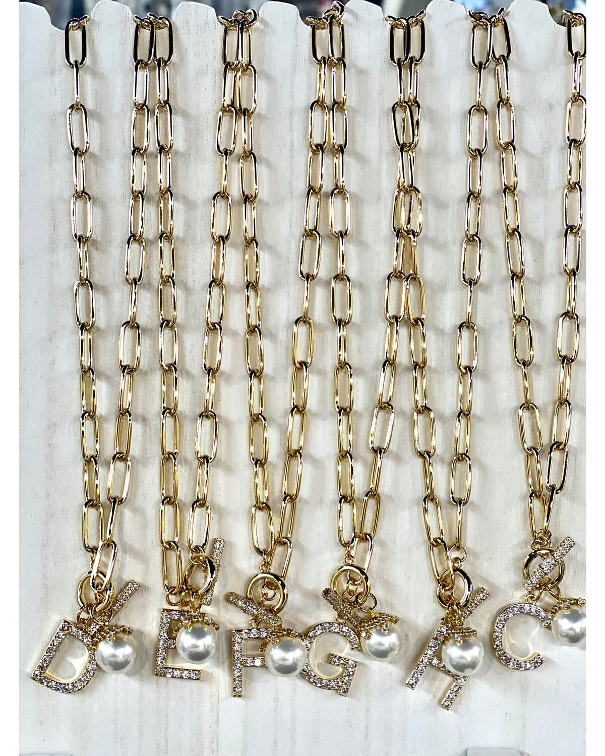 Collar Letras Pave Gold Plated