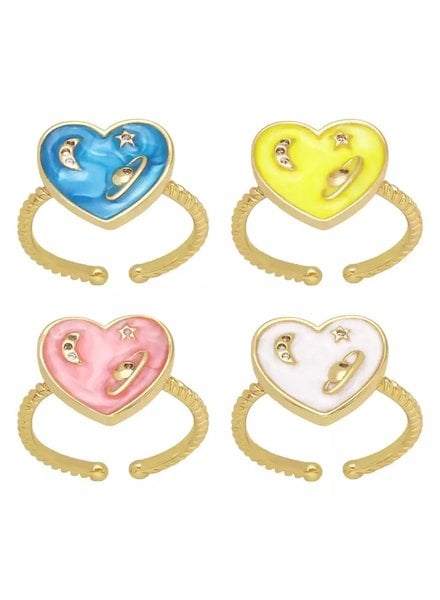 Enamel heart rings