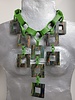 Special Edition Green Painted Squares Leather Necklace